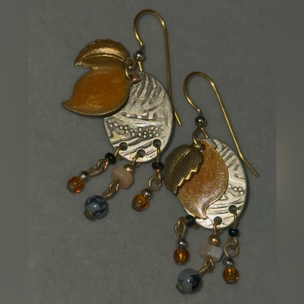Elegant Gold and Orange Dangle Earrings